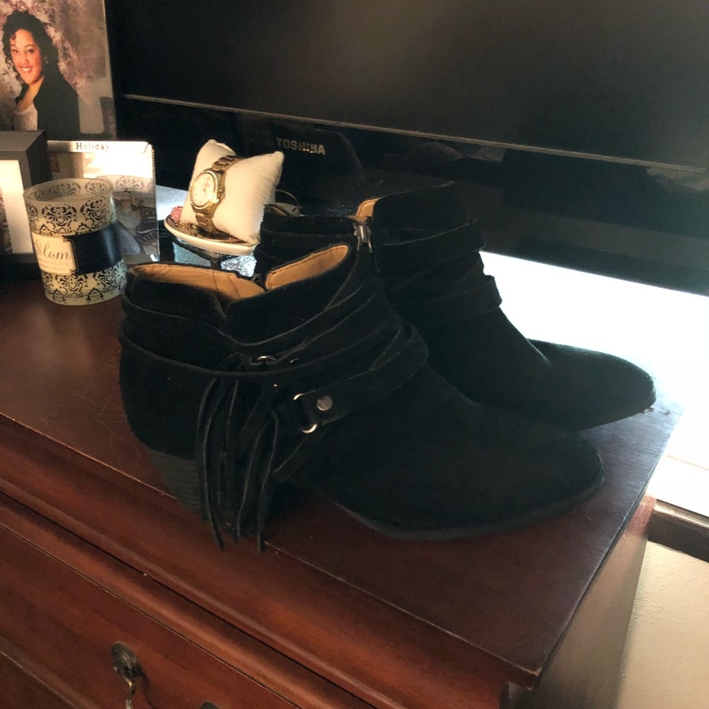 Black suede ankle booties
